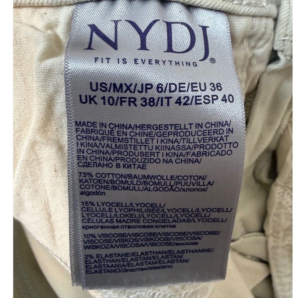 NYDJ Sheri Slim Jeans Womens 6 Beige Ankle Side Slit Lift Tuck Excellent - Picture 7 of 8